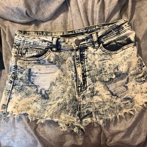 Denim white wash shorts